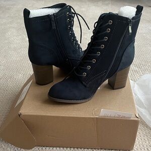 Journee Women’s size 9 blue, faux suede boots - brand new in box never worn!